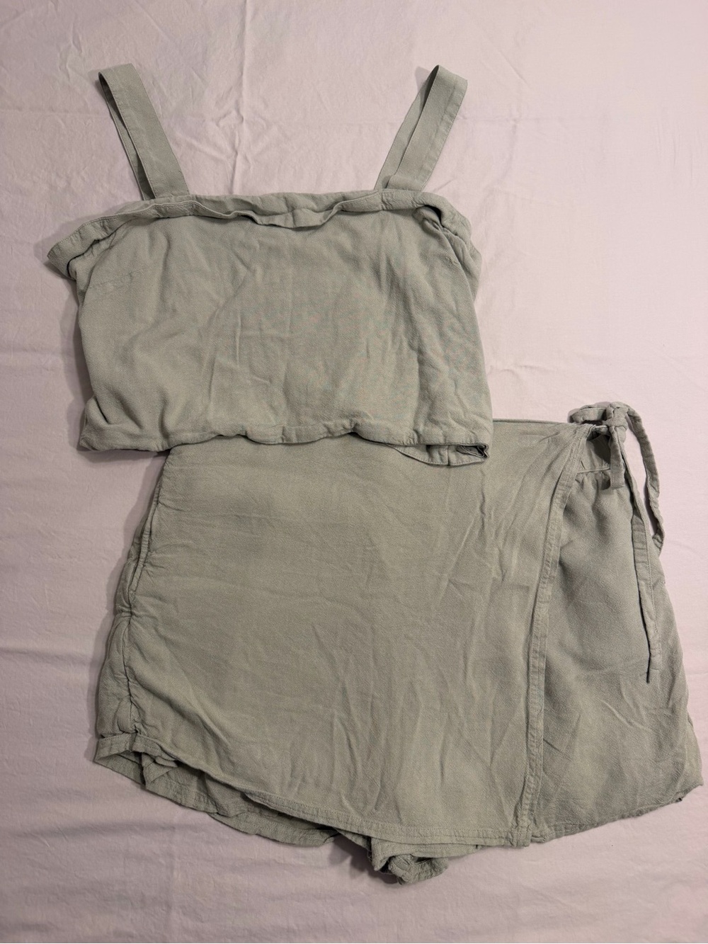 American Eagle Cropped Tank and Wrap Skort Two-Piece Set XL Green